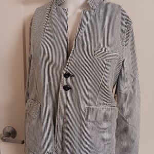 Ladies navy/ stripe jacket,100% cotton